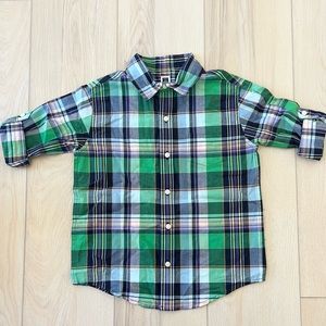NWOT JANIE AND JACK green and purple Plaid shirt